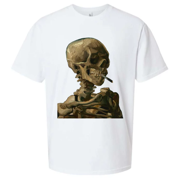 Vintage Van Gogh Skull Van Gogh Head Of A Skeleton Halloween Sueded Cloud Jersey T-Shirt