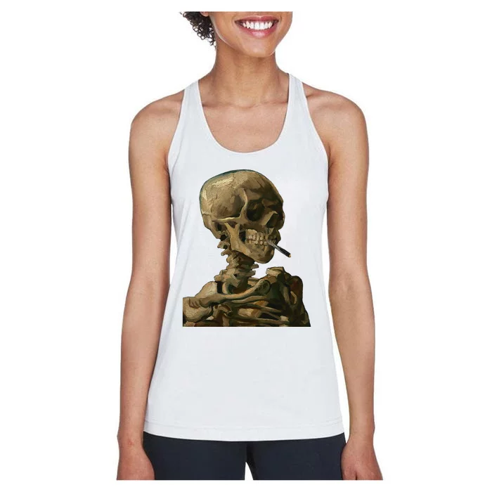 Vintage Van Gogh Skull Van Gogh Head Of A Skeleton Halloween Women's Racerback Tank