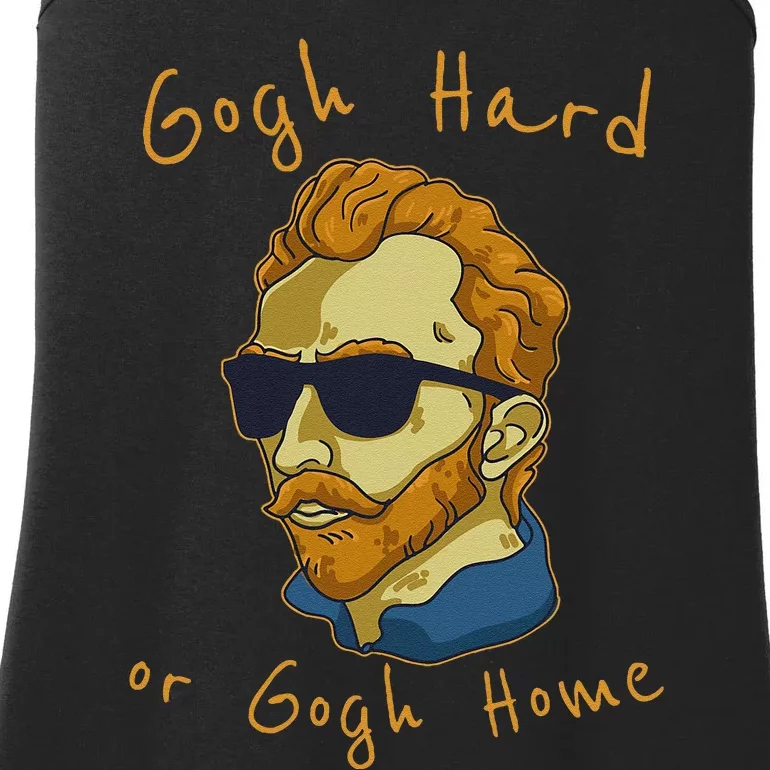 Vincent Van Gogh Hard Or Go Home Artist Humor Pun Ladies Essential Tank