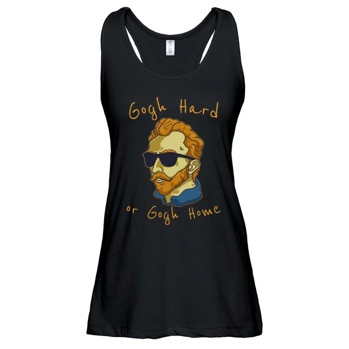 Vincent Van Gogh Hard Or Go Home Artist Humor Pun Ladies Essential Flowy Tank