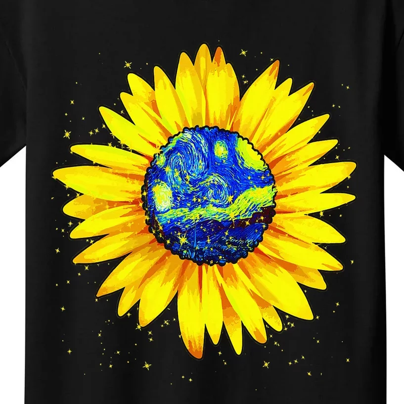 Vincent van Gogh Starry Night Art Famous Painting Sunflower Kids T-Shirt