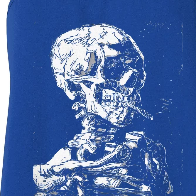 Vincent Van Gogh Skull With Cigarette Skeleton Halloween Women's Racerback Tank