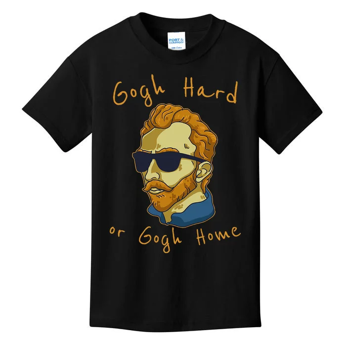 Vincent Van Gogh Hard Or Go Home Artist Humor Pun Kids T-Shirt