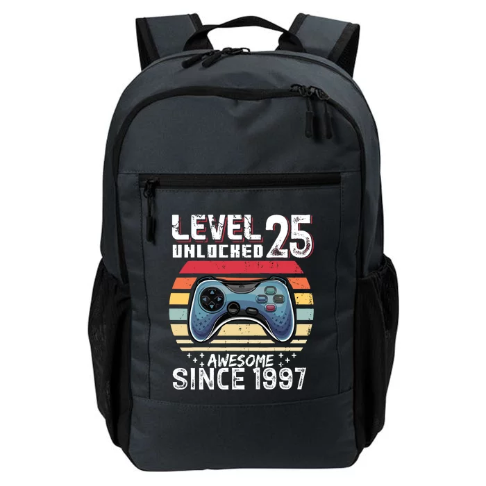 Vintage Video Gamer Birthday Level 25 Unlocked 25th Birthday Daily Commute Backpack