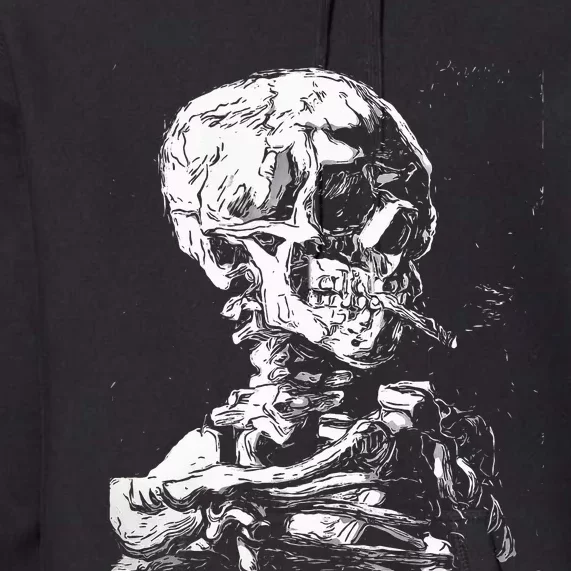 Vincent Van Gogh Skull With Cigarette Skeleton Halloween Premium Hoodie