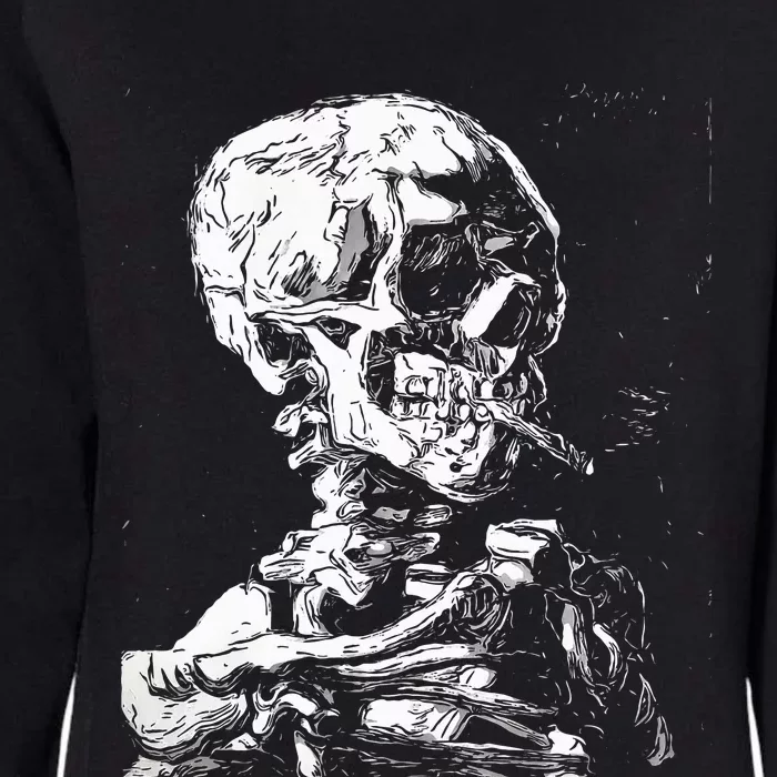 Vincent Van Gogh Skull With Cigarette Skeleton Halloween Womens California Wash Sweatshirt