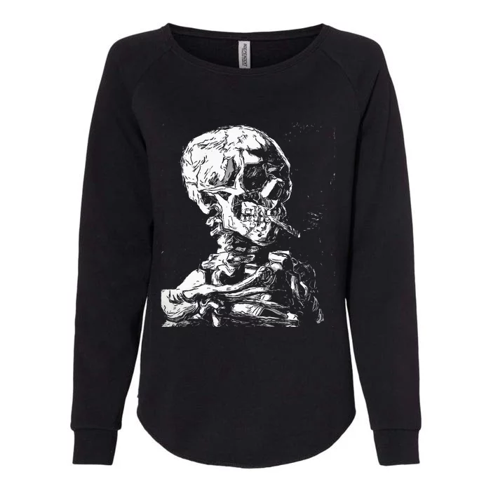 Vincent Van Gogh Skull With Cigarette Skeleton Halloween Womens California Wash Sweatshirt