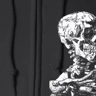 Vincent Van Gogh Skull With Cigarette Skeleton Halloween Full Zip Hoodie