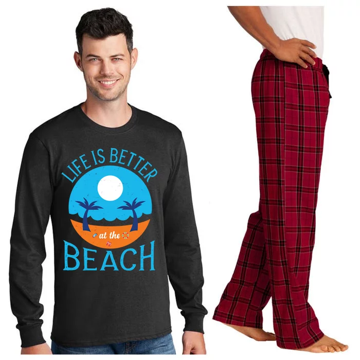 Vacation Vibes Gift Life At The Beach Flip Flops Vacay Gift Long Sleeve Pajama Set