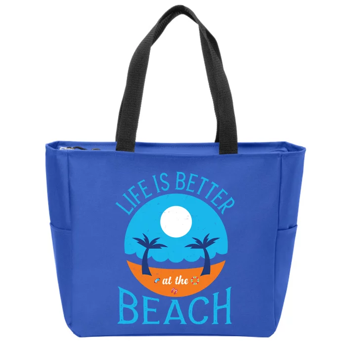 Vacation Vibes Gift Life At The Beach Flip Flops Vacay Gift Zip Tote Bag