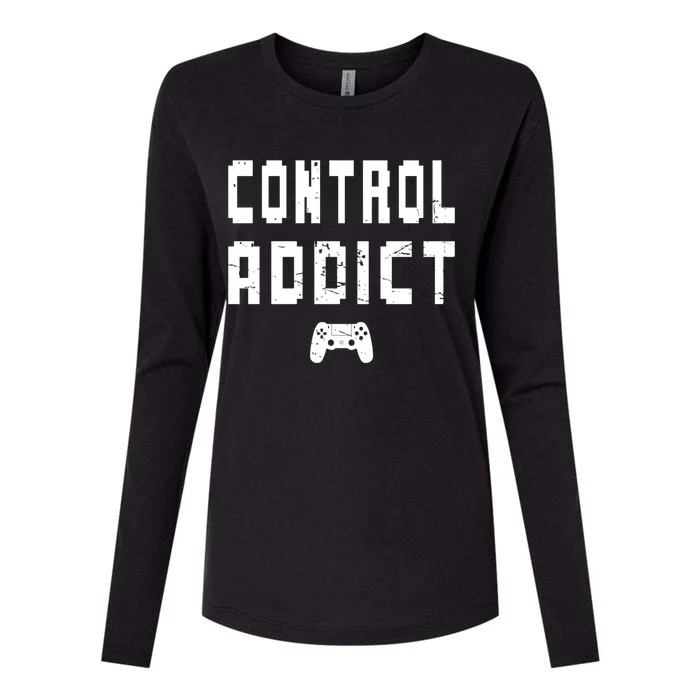 Vintage Video Game Lover Control Addict Gamer Joke Cute Gift Womens Cotton Relaxed Long Sleeve T-Shirt