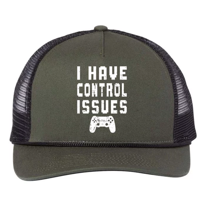 Vintage Video Game Lover Saying I Have Control Issues Gamer Gift Retro Rope Trucker Hat Cap