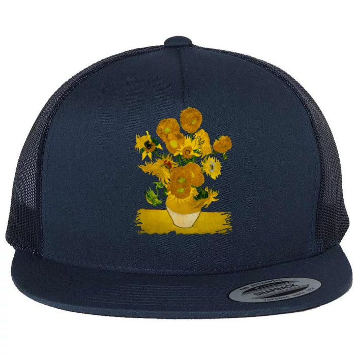 Vincent Van Gogh Sunflowers Cute Gift Flat Bill Trucker Hat