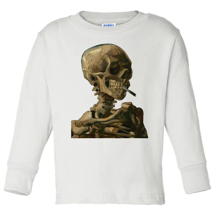 Vintage Van Gogh Skull Van Gogh Head Of A Skeleton Halloween Toddler Long Sleeve Shirt