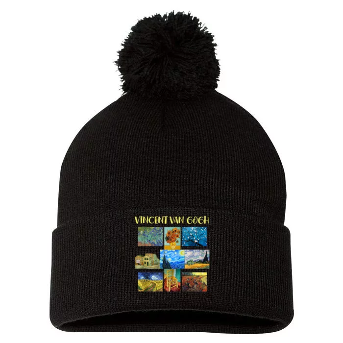 Vincent Van Gogh Masterpiece Art Apparel Pom Pom 12in Knit Beanie