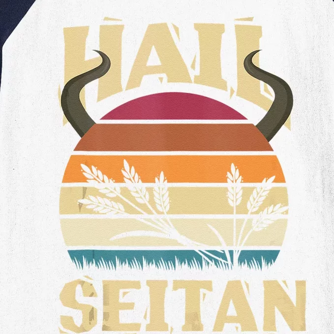 Vaganism Vegetarian Hail Seitan Joke Baseball Sleeve Shirt