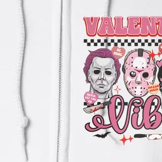 Valentine Vibes Horror Characters Funny Scary Valentine's Day Full Zip Hoodie