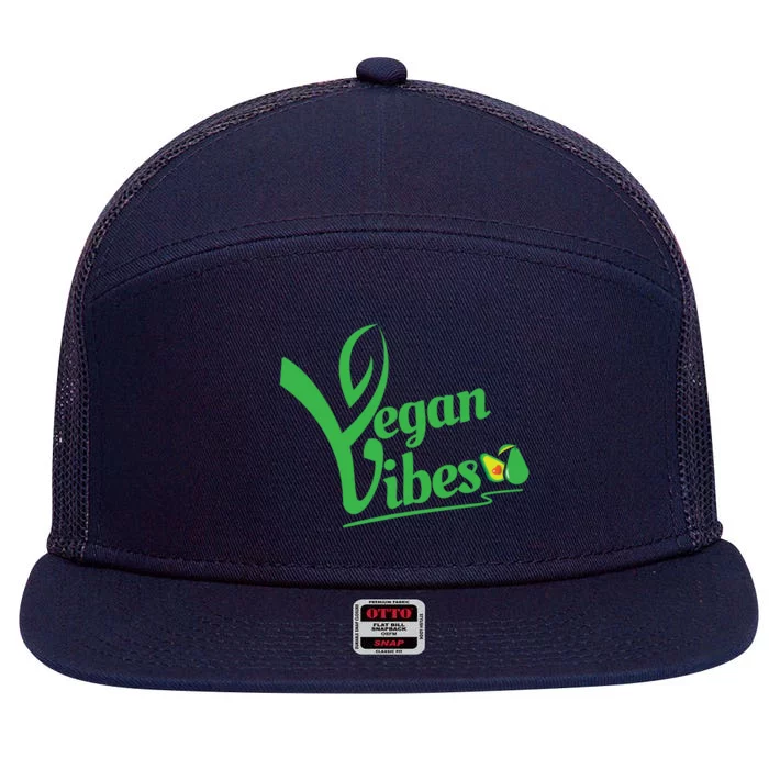 Vegan Vibes Herbivore Lover Plant Based Activist Meaningful Gift 7 Panel Mesh Trucker Snapback Hat