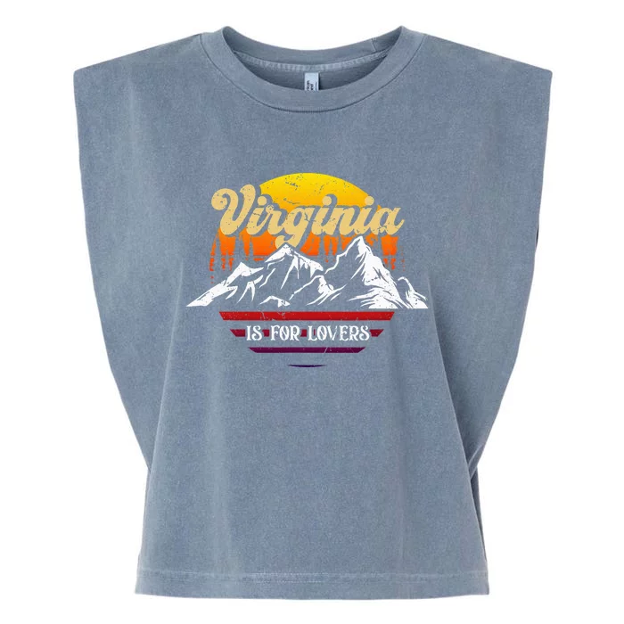 Vintage Virginia Is For The Lovers Vacation Sunset Mountain Garment-Dyed Women's Muscle Tee