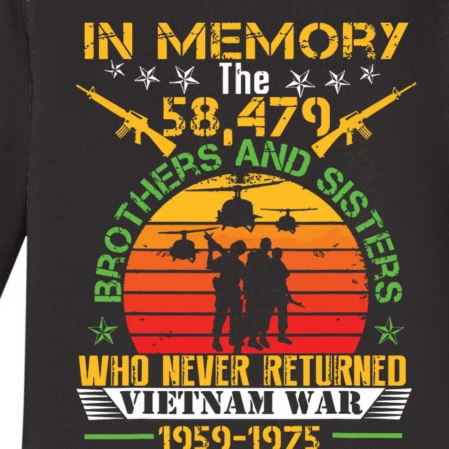 Vietnam Veteran In Memory The War Vietnam Gift Baby Long Sleeve Bodysuit