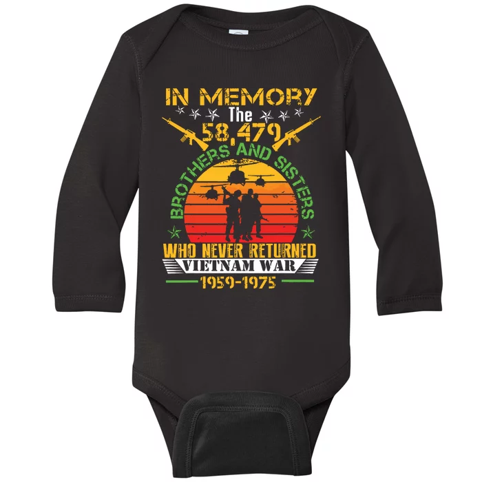 Vietnam Veteran In Memory The War Vietnam Gift Baby Long Sleeve Bodysuit