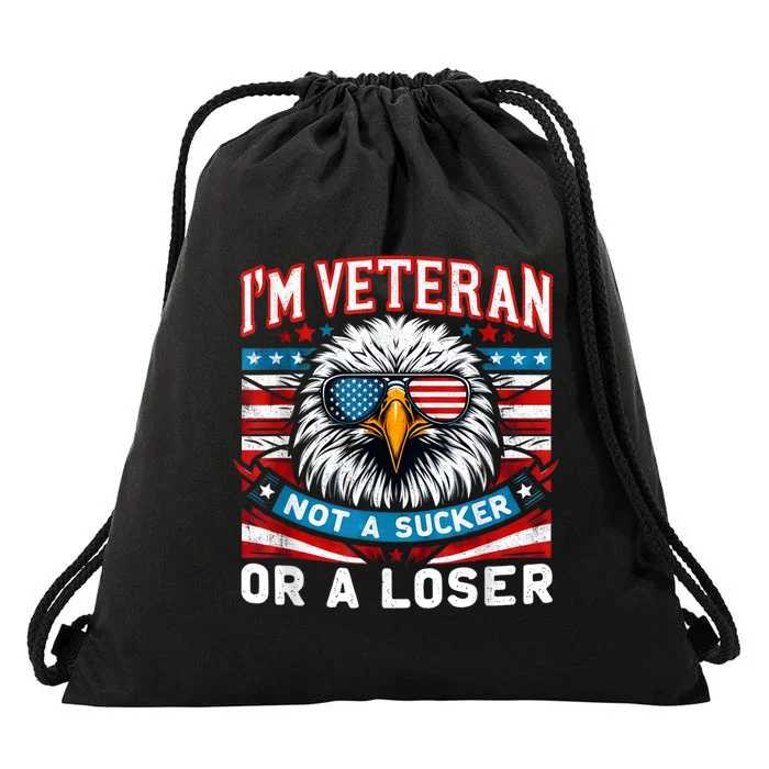 Veteran Vintage IM Veteran Not A Sucker Or A Loser Military Drawstring Bag