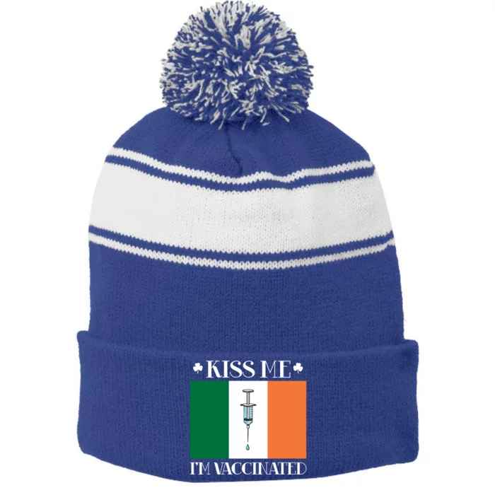 Vaccinated Vaccination Irish Gift I Me I Am Vaccinated Gift Stripe Pom Pom Beanie