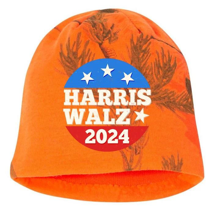 Vintage Vote Kamala Harris Tim Walz 2024 Election Emblem Kati - Camo Knit Beanie