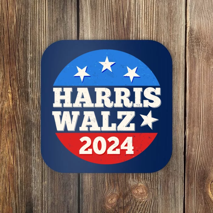 Vintage Vote Kamala Harris Tim Walz 2024 Election Emblem Coaster