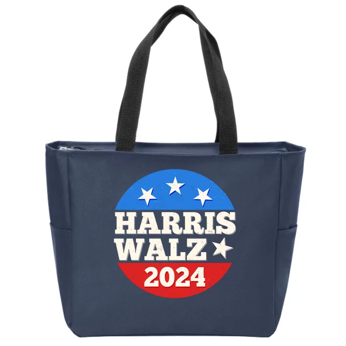 Vintage Vote Kamala Harris Tim Walz 2024 Election Emblem Zip Tote Bag