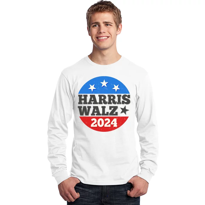 Vintage Vote Kamala Harris Tim Walz 2024 Election Emblem Long Sleeve Shirt