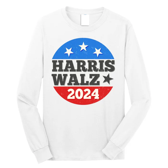 Vintage Vote Kamala Harris Tim Walz 2024 Election Emblem Long Sleeve Shirt