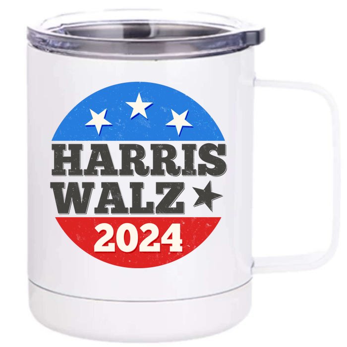 Vintage Vote Kamala Harris Tim Walz 2024 Election Emblem Front & Back 12oz Stainless Steel Tumbler Cup