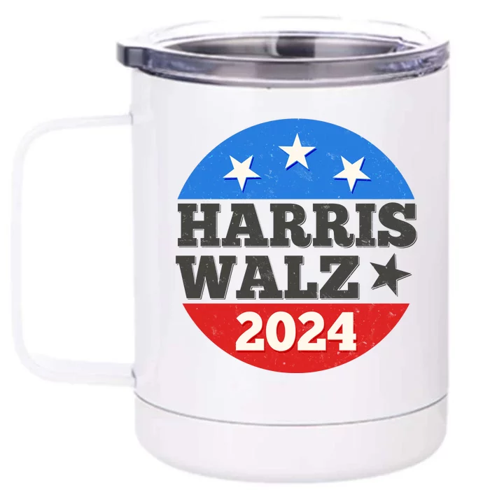 Vintage Vote Kamala Harris Tim Walz 2024 Election Emblem Front & Back 12oz Stainless Steel Tumbler Cup