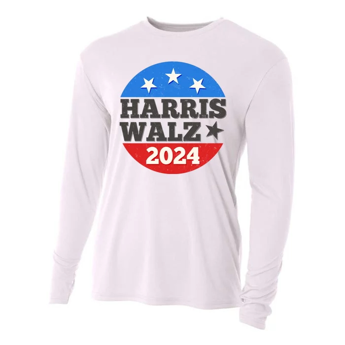 Vintage Vote Kamala Harris Tim Walz 2024 Election Emblem Cooling Performance Long Sleeve Crew