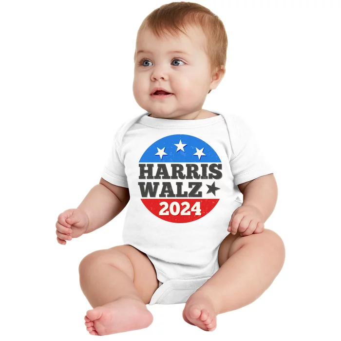 Vintage Vote Kamala Harris Tim Walz 2024 Election Emblem Baby Bodysuit