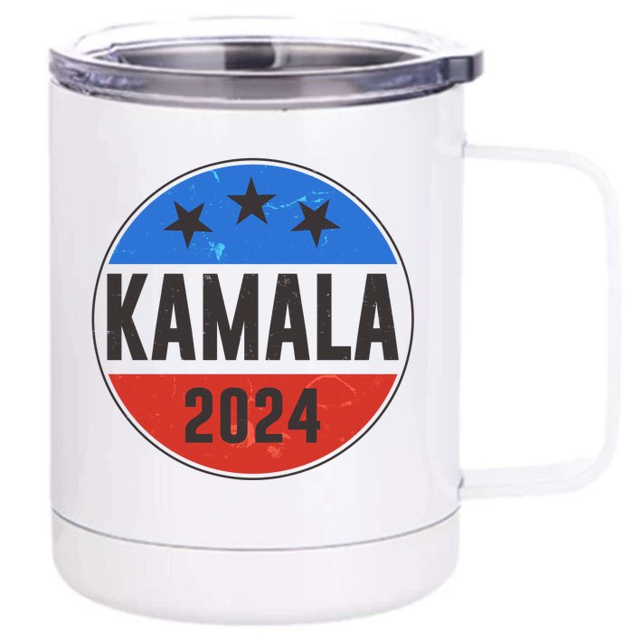 Vintage Vote Kamala 2024 Election Emblem Front & Back 12oz Stainless Steel Tumbler Cup