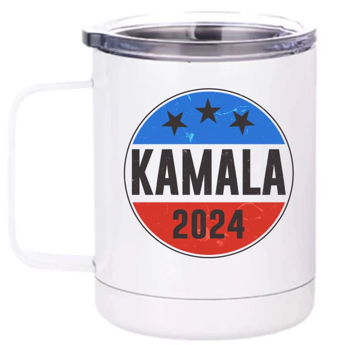 Vintage Vote Kamala 2024 Election Emblem Front & Back 12oz Stainless Steel Tumbler Cup