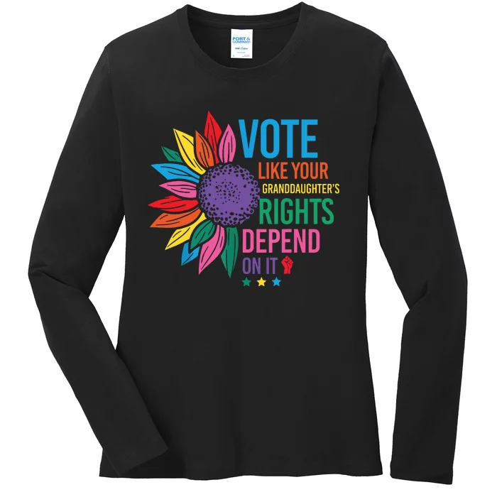 Vintage Vote Like Your Granddaughters Rights Depend On It Ladies Long Sleeve Shirt