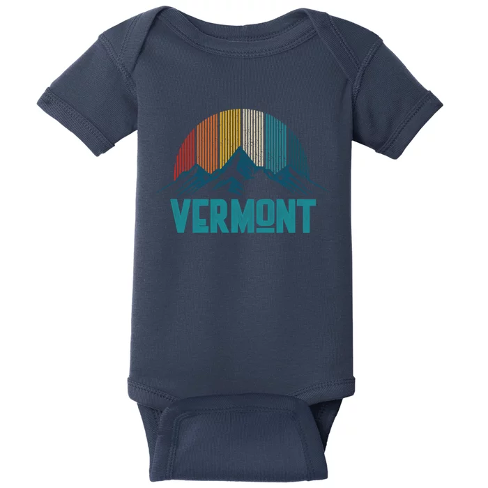 Vermont Vintage Mountains Nature Hiking Souvenir Gift Baby Bodysuit