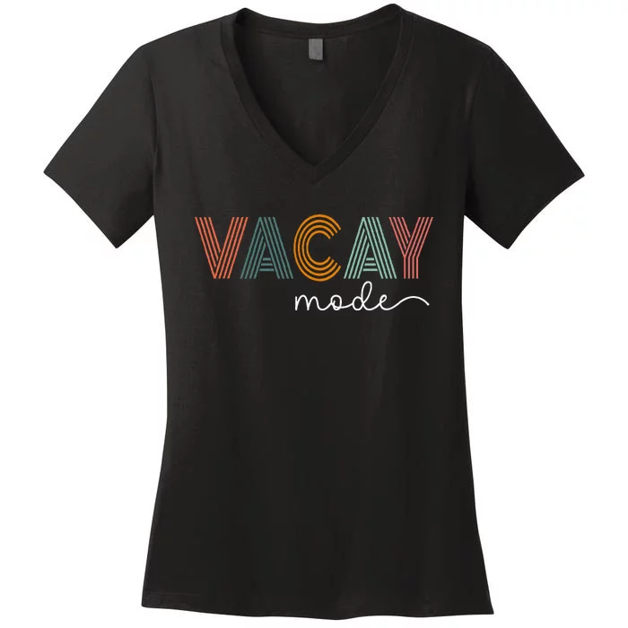 Vintage Vacay Mode For Camping Family Vacations In 2023 Women's V-Neck T-Shirt