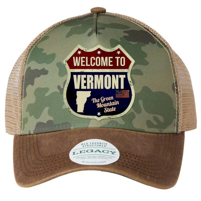 Vermont Vintage Metal Road Sign Logo Legacy Tie Dye Trucker Hat