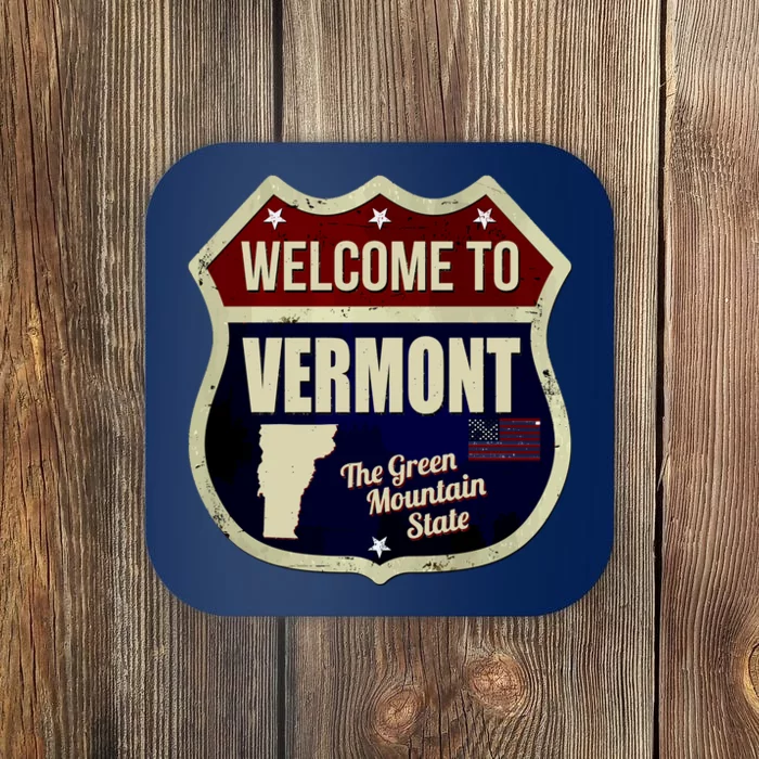 Vermont Vintage Metal Road Sign Logo Coaster