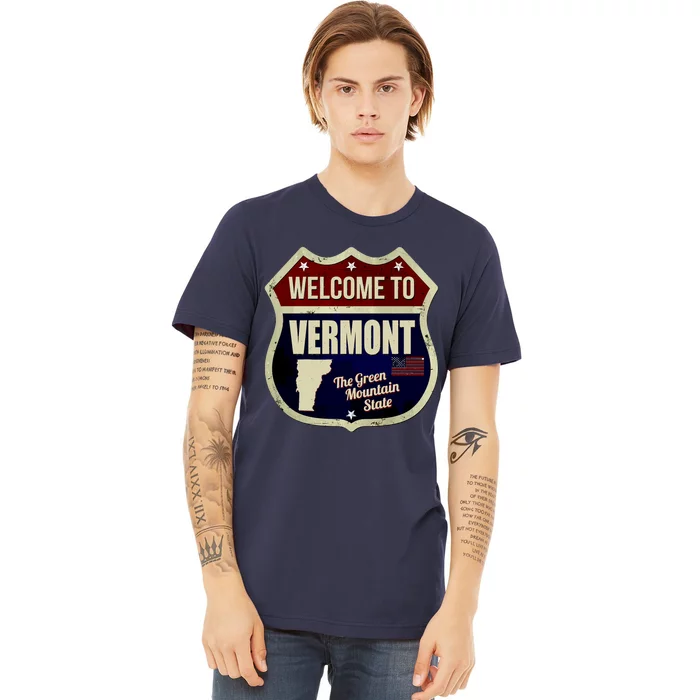 Vermont Vintage Metal Road Sign Logo Premium T-Shirt