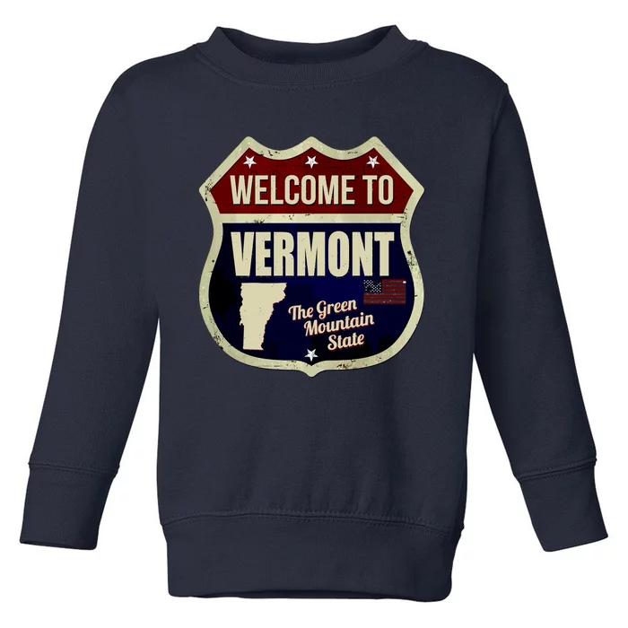 Vermont Vintage Metal Road Sign Logo Toddler Sweatshirt