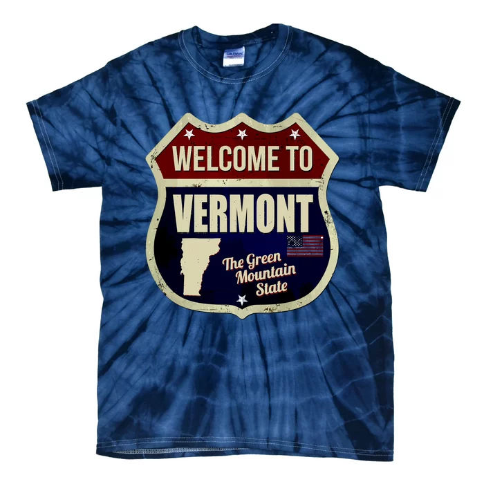 Vermont Vintage Metal Road Sign Logo Tie-Dye T-Shirt