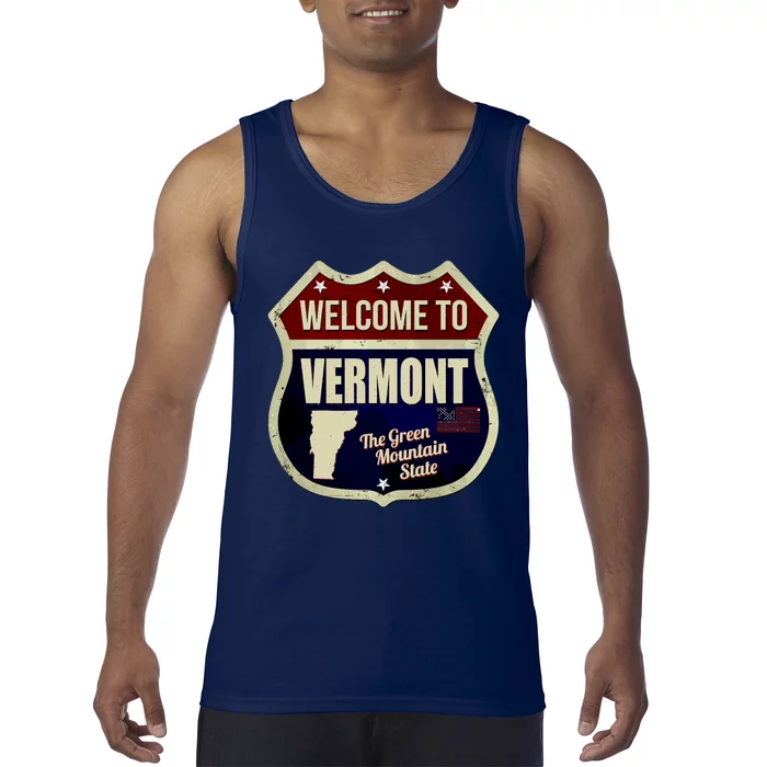 Vermont Vintage Metal Road Sign Logo Tank Top