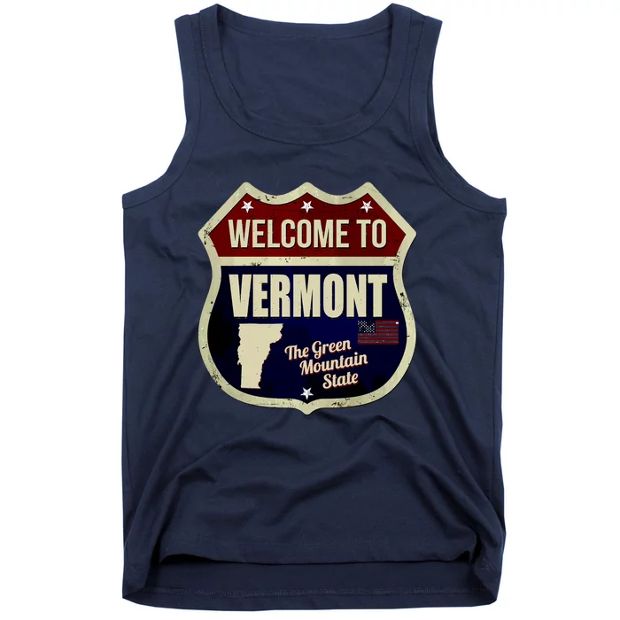 Vermont Vintage Metal Road Sign Logo Tank Top