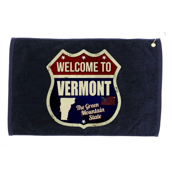 Vermont Vintage Metal Road Sign Logo Grommeted Golf Towel