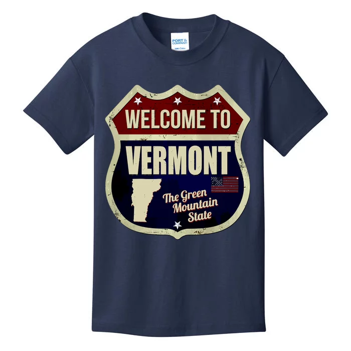 Vermont Vintage Metal Road Sign Logo Kids T-Shirt